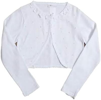 Bonnie Jean Little Girls Scallop Beaded White Cardigan
