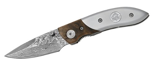 Puma TEC Damast-Einhandmesser, 78 Lagen, rostfrei, Thuyaholz, Aluminium