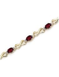 10K Yellow Gold Oval Garnet and Diamond Bracelet by Jewelry Mountain