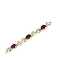 14K Yellow Gold Oval Garnet and Diamond Bracelet