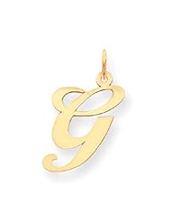 14k Yellow Gold Small Fancy Script Initial G Letter Charm YC650G