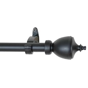 Window Curtain Rod Drapery Rod 44 Inch - 108 Inch Metal Urn Black