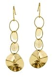 14K Gold Hammered Discs/Links Drop Earrings
