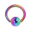 18 Gauge 1/4 Inches Rainbow Anodized Titanium Ball Captive Ring