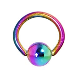18 Gauge 1/4" Rainbow Anodized Titanium Ball Captive Ring