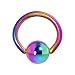 18 Gauge 1/4" Rainbow Anodized Titanium Ball Captive Ring
