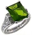 Sterling Silver Square Green CZ Ring