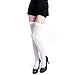 Kingfansion Womens Girls Fashion Opaque Over Knee Thigh High Elastic Socks (White)