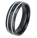 7MM High Polished Black Titanium Ring With Two White Grooves For Men