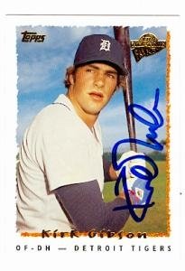 Kirk Gibson Autographed/Hand Signed Baseball Card (Detroit Tigers) 2003 Topps All Time Fan Favorites