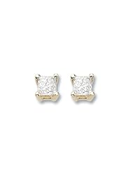 14K Yellow Gold 0.25ct Simply Modern Solitaire Princess Diamond Stud Earrings