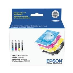 Epson Ink Cartridge Multipack with 1 Each T044120 Black, T044220 Cyan, T044320 Magenta, T044420 Yellow