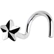 Solid 14KT White Gold Raised Star Nose Screw Ring