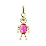 10 KT Yellow Gold Boy Oval Ruby CZ Pendant 10K Charm