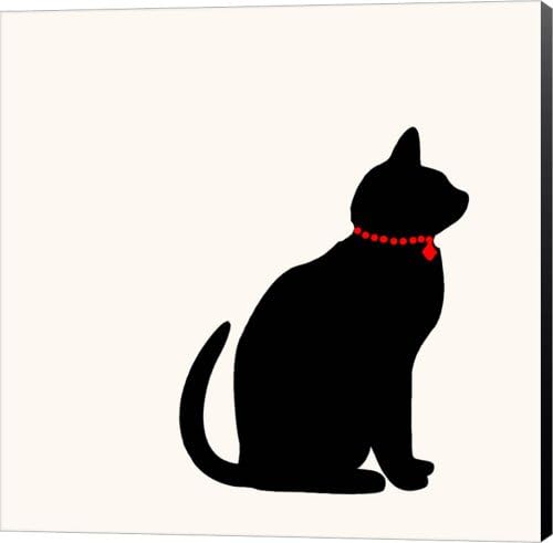 Cat with Red Necklace by Soraya Chemaly Canvas Art Size 36 X 36