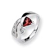 Garnet and Diamond Sterling Silver Ring (Sizes 6-8)