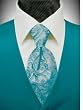 Tuxedo Vest - Solid Satin Turquoise with Coordinating Tapestry Tie