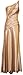One Shoulder Satin Goddess Formal Gown Prom Dress, 2X, Gold