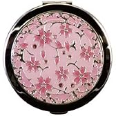 コンパクトミラー [鏡] 丸型 デコ鏡 [桜 ピンク] 拡大鏡 [拡大ミラー] 2倍 綺羅 キラキラ