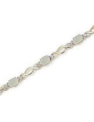 10kt Yellow Gold Oval Opal and Diamond Bracelet