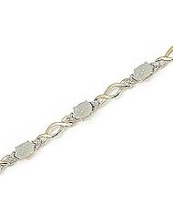 14kt Yellow Gold Oval Opal and Diamond Bracelet