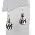 Sterling Silver Victorian Design Amethyst Ball Earrings
