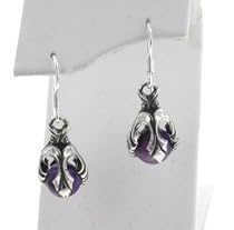 Sterling Silver Victorian Design Amethyst Ball Earrings