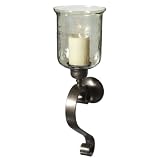 22.5" Hammered Glass Hurricane Pillar Candle Holder Wall Sconce