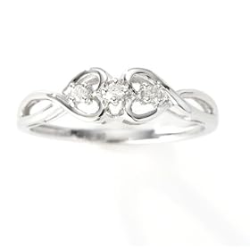 Diamond Heart to Heart Promise Ring in 14k White Gold Size 8