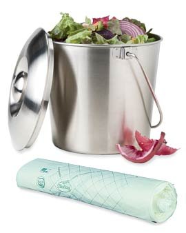 Stainless Steel Compost Pail and 25 BioBags™