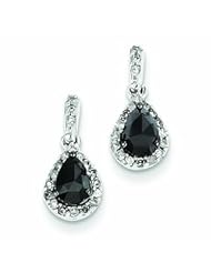 1.1 Carat 14K White Gold w/ Black and White Diamond Post Dangle Earrings