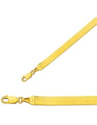 7" 14K Yellow Gold 5.0mm (1/5") Polished Diamond Cut Imperial Herringbone Chain w/ Lobster Clasp