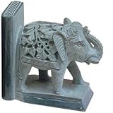 Pair of Handcrafted Soapstone Elephant Bookends
