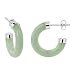 .925 Sterling Silver 4mm Thick Natural Green Jade 19mm Long Post Back Findings Open Hoop Earrings .925 Sterling Silver 4mm Thick Natural Green Jade 19mm Long Post Back Findings Open Hoop Earrings