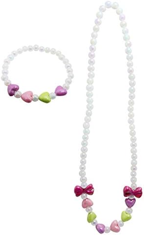 Girls Sweet Heart Bracelet and Necklace Set