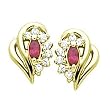 14K Yellow Gold Ruby and Diamond Earrings