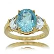 3CT Blue Topaz & Diamond Ring Set in 10K Yellow Gold Size- 7