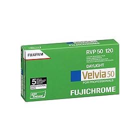 Click here to buy Fujifilm Fujichrome Velvia 50 Color Slide Film ISO 50, 120mm, 5 Roll Pro Pack by Fuji.