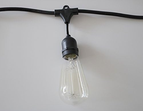 Dealighting Outdoor String Light w/ Incandescent 40 Watt Bulbs, 48 Feet Long, 15 Medium E26 Scokets, Perfect for Weedings and Christmas