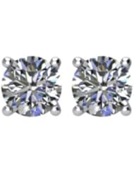 Jewelplus 0.50ct tw Round Diamonds SI/G-H 4-Prong Basket-Style Friction Post Stud Earrings Pair 14K Gold