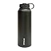 Lifeline 7502BK Black Stainless Steel Wide Mouth Water Bottle - 40 oz. Capacity