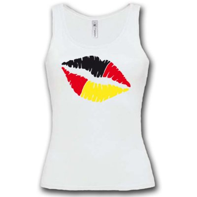 R2 – DEUTSCHLAND MOTIV 12 Damen Tank Top Weiss / Schwarz-Rot-Gelb Gr. L