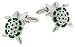Silver plated and green enamel turtle cufflinks
