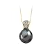 14K Two Tone Gold 1/6 ct. Diamond and Tahitian Cultured Pearl Pendant with Chain