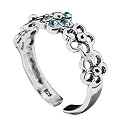 Kooqi 925 Sterling Silver Baby Blue Crystal Flower Toe Ring. Beautifully presented in a Kooqi gift box and red organza bag.