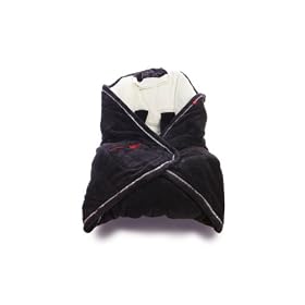 Baby Boum Snuggly Reversible Polar Fleece Car Seat/ Pram Blanket with Reflective Hivis Safety Trim (Charcoal/ Nearly Black with Red Stitch Contrast)