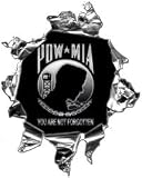 Mini Ripped Torn Metal Decal with POW MIA -REFLECTIVE