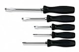 JH WILLIAMS 5 PIECE PREMIUM MIXED SCREWDRIVER SET, COMFORT GRIP HANDLE WITH ROUND BLADE, MADE IN THE U.S.A.