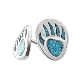 Southwestern Turquoise Inlay Paw Sterling Silver Post Friction Back Stud Earrings
