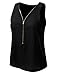 JJ Perfection Women's Woven Zipper Neckline Tank Top